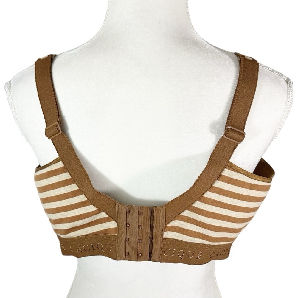 🌸Cacique- Brown/Tan Strip No Wire Bra- Size 42D RN118641 - Picture 3 of 7